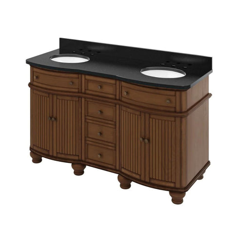 Image of Compton Traditional Walnut 60" Double Vanity with Black Granite Top | VKITCOM60WABGO