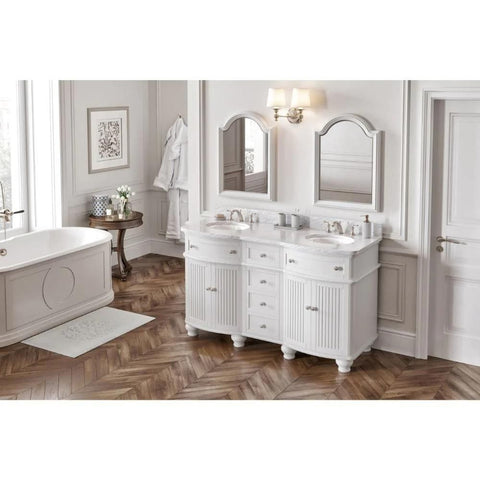 Image of Compton Traditional White 60" Double Vanity with White Carrara Marble Top | VKITCOM60WHWCO