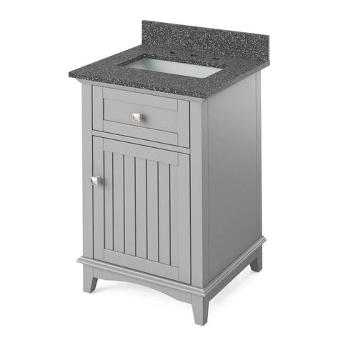 Image of Savino Transitional Grey 24" Vanity with Boulder Cultured Marble Top | VKITSAV24GRBOR