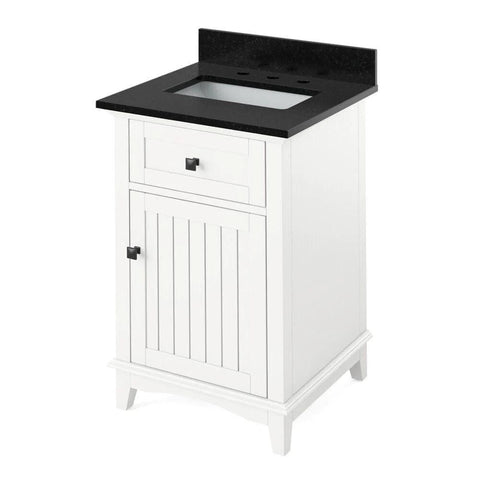 Image of Savino Transitional White 24" Vanity with Black Granite Top | VKITSAV24WHBGR