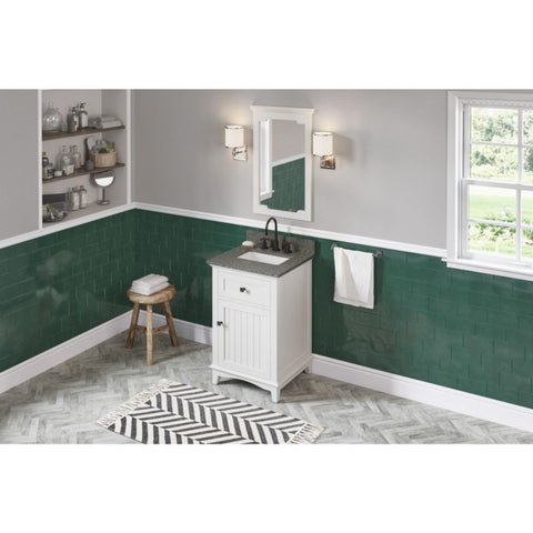 Image of Savino Transitional White 24" Vanity with Boulder Cultured Marble Top | VKITSAV24WHBOR