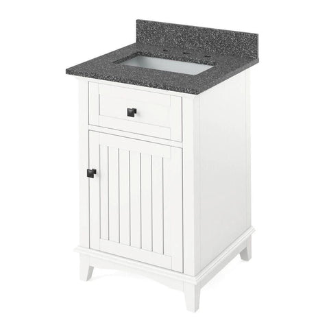 Image of Details of the 24" White Savino Vanity, Boulder Cultured Marble Vanity Top, undermount rectangle bowl by Jeffrey Alexander | VKITSAV24WHBOR