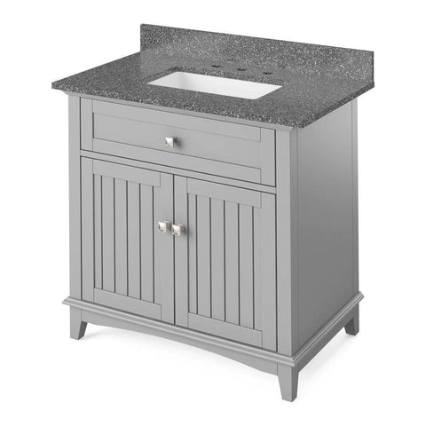 Image of Details of the 48" Grey Savino Vanity, Steel Grey Cultured Marble Vanity Top, undermount rectangle bowl by Jeffrey Alexander | VKITSAV48GRSGR