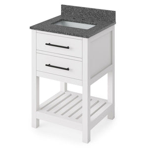 Wavecrest Contemporary White 24" Rectangle Sink Vanity with Boulder Cultured Marble Top | VKITWAV24WHBOR