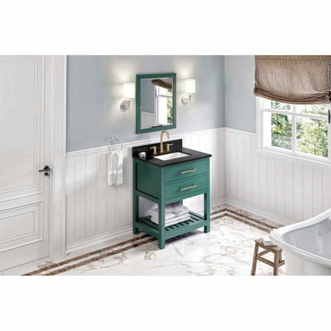 Image of Escape to the seaside with the Wavecrest vanity. Crisp, clean edges and a slatted bottom shelf evoke a coastal calm feeling.