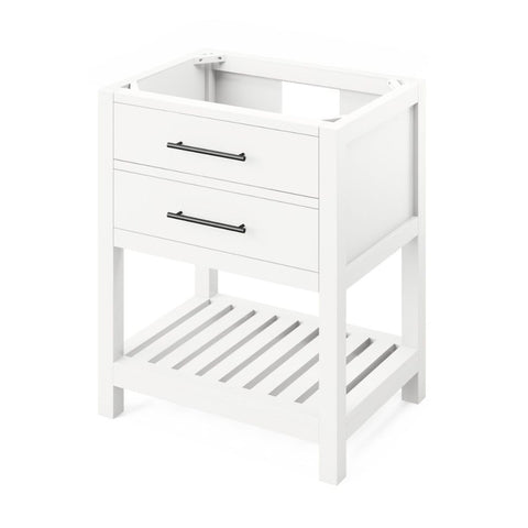 Image of Full-extension concealed soft-close undermount slides Tipout storage with custom-sized hardwood tray plus open slatted bottom shelf for optimal storage Bar pulls included