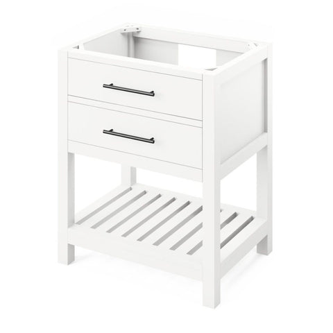 Image of Full-extension concealed soft-close undermount slides Tipout storage with custom-sized hardwood tray plus open slatted bottom shelf for optimal storage Bar pulls included
