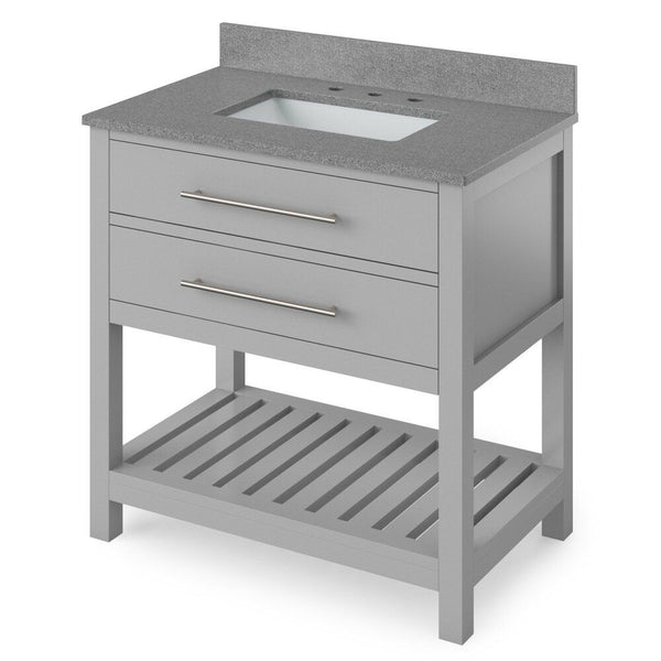 Wavecrest Contemporary Grey 36" Rectangle Sink Vanity with Steel Grey