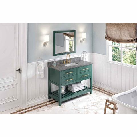 Image of Escape to the seaside with the Wavecrest vanity. Crisp, clean edges and a slatted bottom shelf evoke a coastal calm feeling.