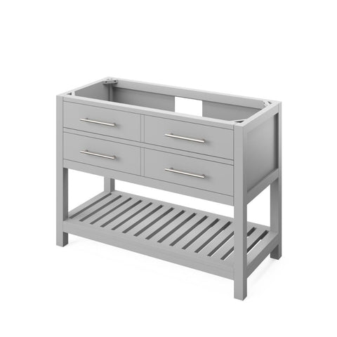 Image of Wavecrest Contemporary Grey 48" Rectangle Sink Vanity with Steel Grey Cultured Marble Top | VKITWAV48GRSGR
