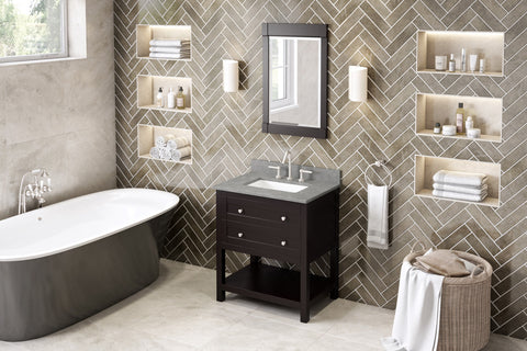 Image of The hardwood Astoria vanity features clean lines and a stepped door profile for a modern look.
