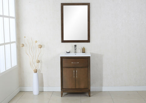 Image of 24" ANTIQUE COFFEE SINK VANITY WITH CERAMIC TOP, NO FAUCET WLF7030-24