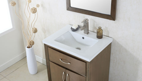 Image of 24" ANTIQUE COFFEE SINK VANITY WITH CERAMIC TOP, NO FAUCET WLF7030-24