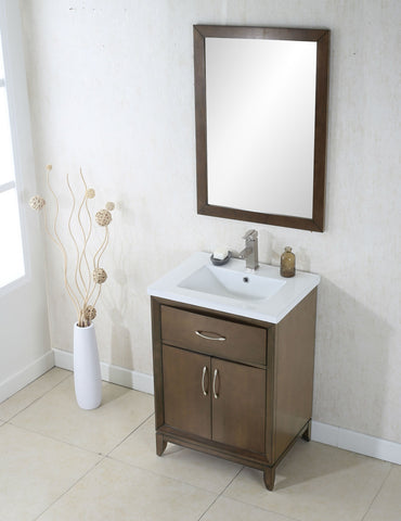 Image of 24" ANTIQUE COFFEE SINK VANITY WITH CERAMIC TOP, NO FAUCET WLF7030-24