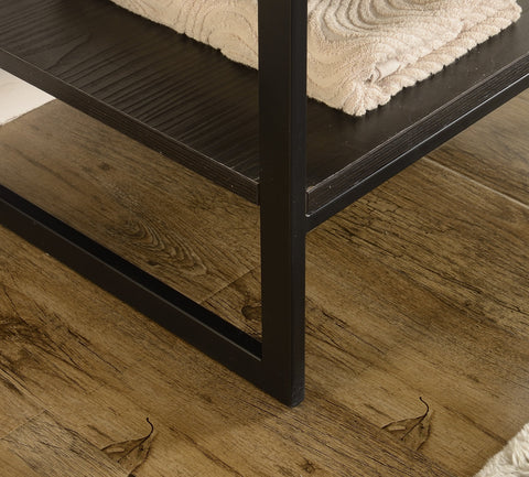 Image of 24" ANTIQUE ESPRESSO FINISH SINK VANITY WITH BLACK METAL FRAME WH7024-EB