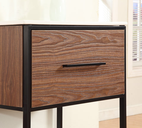 Image of 24" ANTIQUE WALNUT FINISH SINK VANITY WITH BLACK METAL FRAME WH7024-WB