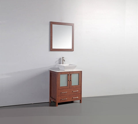 Image of 24" CHERRY SOLID WOOD SINK VANITY WITH MIRROR WA7824C