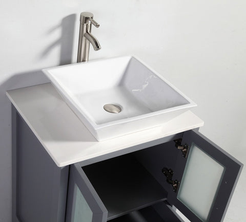 Image of 24" DARK GREY SOLID WOOD SINK VANITY WITH MIRROR WA7824DG