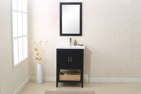 Image of 24" ESPRESSO SINK VANITY WITH MIRROR, UPC FAUCET AND BASKET WLF6021-E