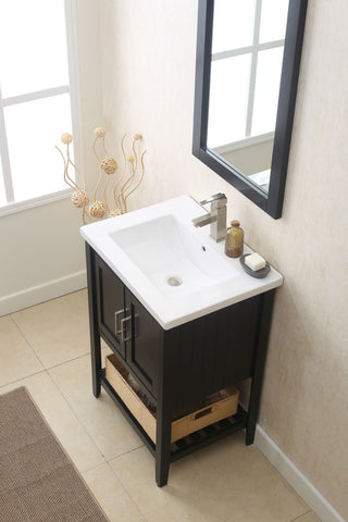 Image of 24" ESPRESSO SINK VANITY WITH MIRROR, UPC FAUCET AND BASKET WLF6021-E