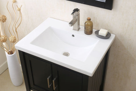 Image of 24" ESPRESSO SINK VANITY WITH MIRROR, UPC FAUCET AND BASKET WLF6021-E