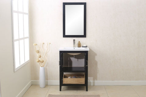 Image of 24" ESPRESSO SINK VANITY WITH MIRROR, UPC FAUCET AND BASKET WLF6021-E