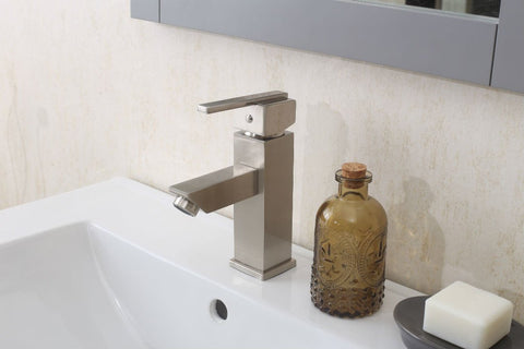 Image of 24" GRAY SINK VANITY WITH MIRROR, UPC FAUCET AND BASKET WLF6021-G