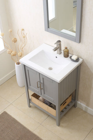 Image of 24" GRAY SINK VANITY WITH MIRROR, UPC FAUCET AND BASKET WLF6021-G
