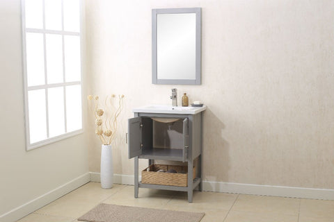 Image of 24" GRAY SINK VANITY WITH MIRROR, UPC FAUCET AND BASKET WLF6021-G