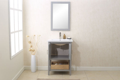 Image of 24" GRAY SINK VANITY WITH MIRROR, UPC FAUCET AND BASKET WLF6021-G