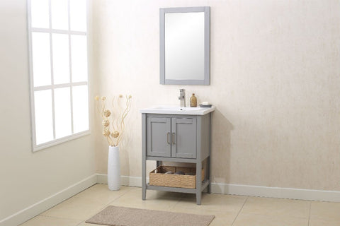 Image of 24" GRAY SINK VANITY WITH MIRROR, UPC FAUCET AND BASKET WLF6021-G