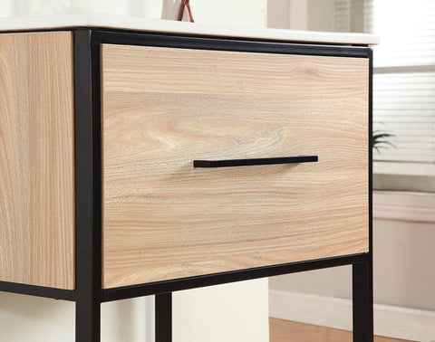 Image of 24" MAPLE FINISH SINK VANITY WITH BLACK METAL FRAME WH7024-GB