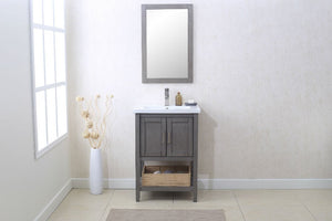 24" SILVER GRAY SINK VANITY WITH MIRROR, UPC FAUCET AND BASKET WLF6021-SG