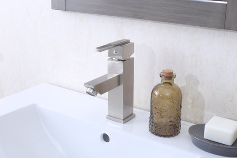 Image of 24" SILVER GRAY SINK VANITY WITH MIRROR, UPC FAUCET AND BASKET WLF6021-SG