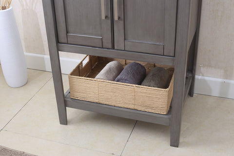 Image of 24" SILVER GRAY SINK VANITY WITH MIRROR, UPC FAUCET AND BASKET WLF6021-SG