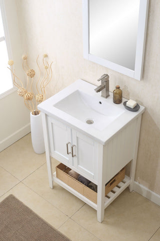 Image of 24" WHITE SINK VANITY WITH MIRROR, UPC FAUCET AND BASKET WLF6021-W