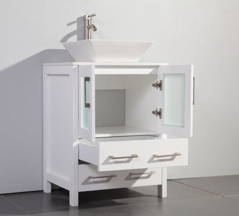 Image of 24" WHITE SOLID WOOD SINK VANITY WITH MIRROR WA7824W