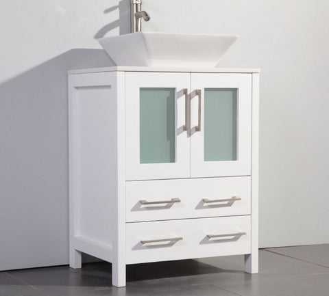 Image of 24" WHITE SOLID WOOD SINK VANITY WITH MIRROR WA7824W