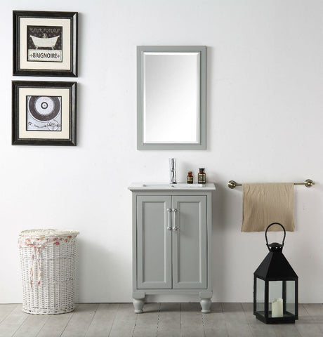 Image of 24" WOOD SINK VANITY WITH CERAMIC TOP-NO FAUCET IN COOL GREY WH7524-CG