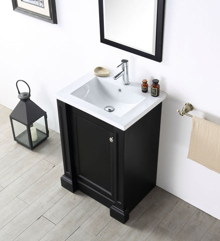 Image of 24" WOOD SINK VANITY WITH CERAMIC TOP-NO FAUCET IN ESPRESSO WH7124-E