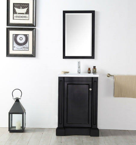 Image of 24" WOOD SINK VANITY WITH CERAMIC TOP-NO FAUCET IN ESPRESSO WH7524-E