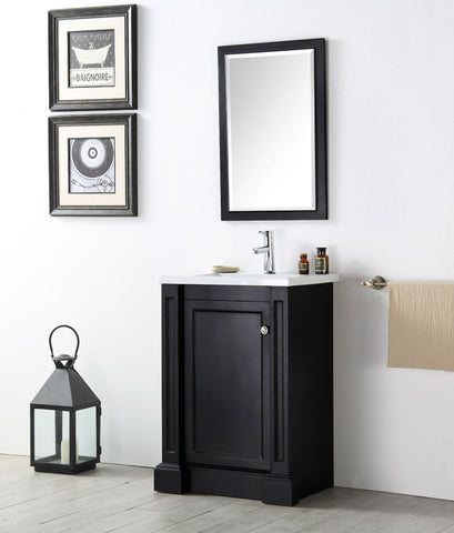 Image of 24" WOOD SINK VANITY WITH CERAMIC TOP-NO FAUCET IN ESPRESSO WH7524-E