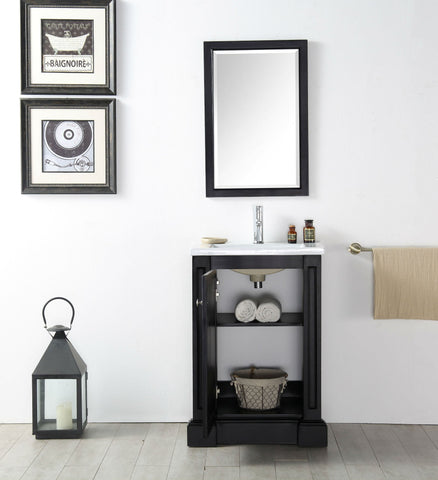 Image of 24" WOOD SINK VANITY WITH CERAMIC TOP-NO FAUCET IN ESPRESSO WH7524-E