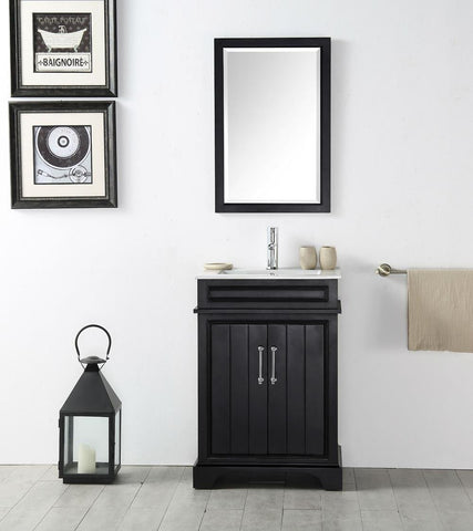 Image of 24" WOOD SINK VANITY WITH CERAMIC TOP-NO FAUCET IN ESPRESSO WH7724-E