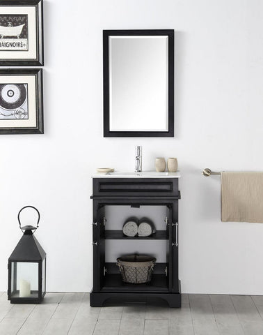 Image of 24" WOOD SINK VANITY WITH CERAMIC TOP-NO FAUCET IN ESPRESSO WH7724-E