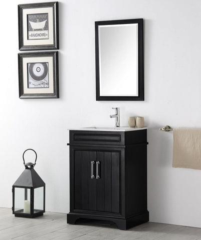 Image of 24" WOOD SINK VANITY WITH CERAMIC TOP-NO FAUCET IN ESPRESSO WH7724-E