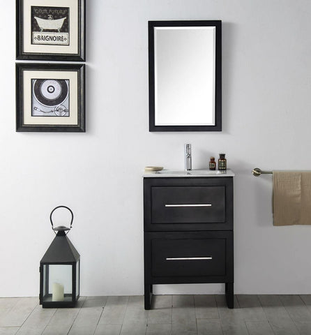 Image of 24" WOOD SINK VANITY WITH CERAMIC TOP-NO FAUCET IN ESPRESSO WH7824-E