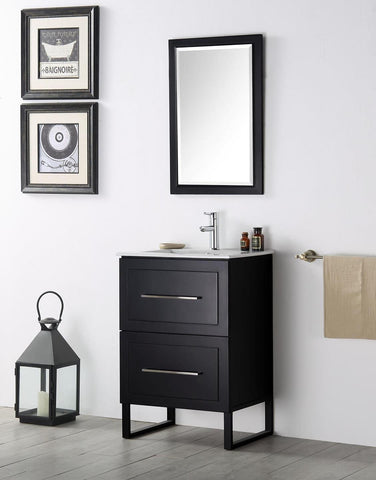 Image of 24" WOOD SINK VANITY WITH CERAMIC TOP-NO FAUCET IN ESPRESSO WH7824-E