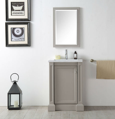 Image of 24" WOOD SINK VANITY WITH CERAMIC TOP-NO FAUCET IN WARM GREY WH7124-WG