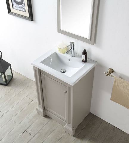 Image of 24" WOOD SINK VANITY WITH CERAMIC TOP-NO FAUCET IN WARM GREY WH7124-WG